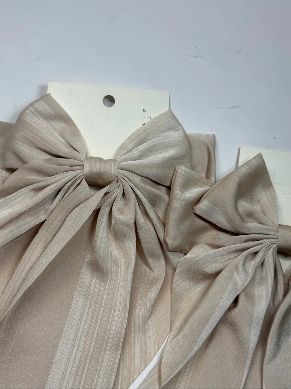 Neutral Cream Ribbon Bow Hair Clip - Pair set of 2